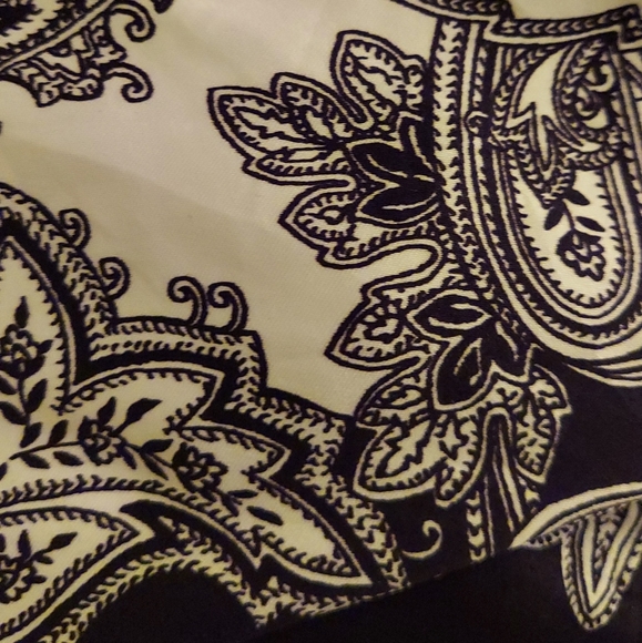 Black and White Satin Blouse with boat neck and ruched features, Size Small - Picture 5 of 5